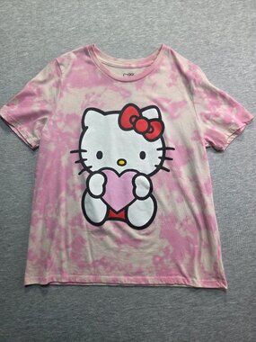 Hello Kitty by Sanrio Tie Dye Heart Graphic T-Shirt Pink Youth Size M 7/9